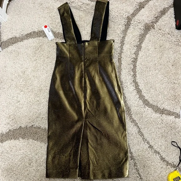 FINAL PRICE. AREA Lamé Plunge Midi Dress - Picture 5 of 7